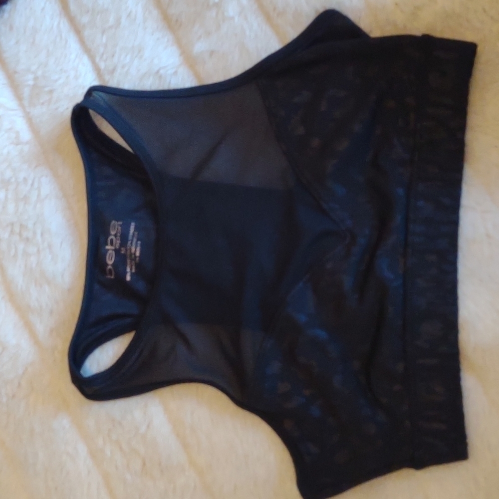 Bebe sport black leopard sports bra medium